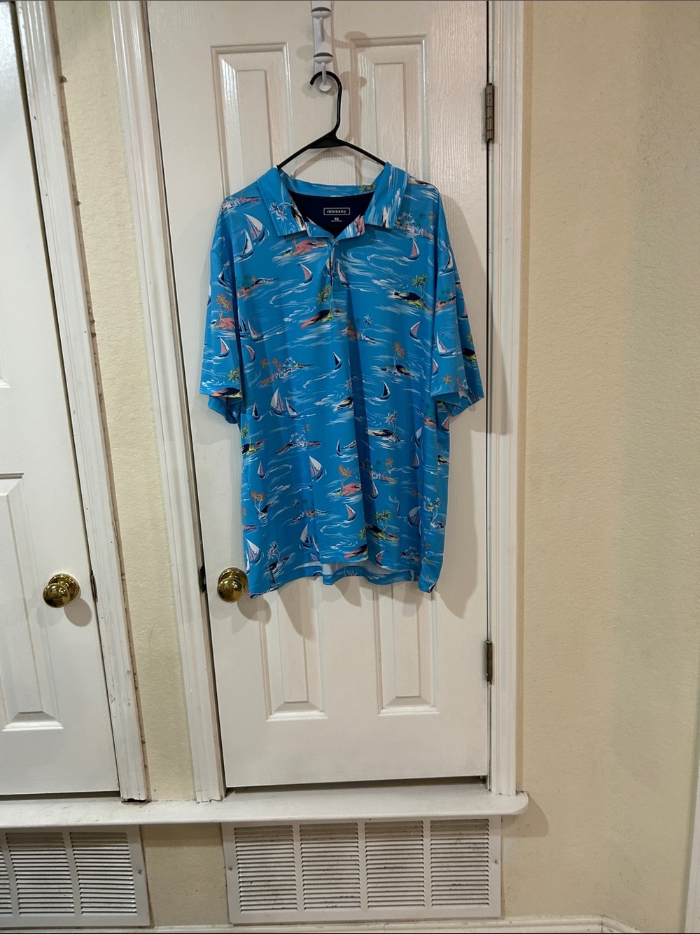 Crown& ivy Turquoise Sailboat Polo Shirt